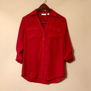 Red women’s button down blouse